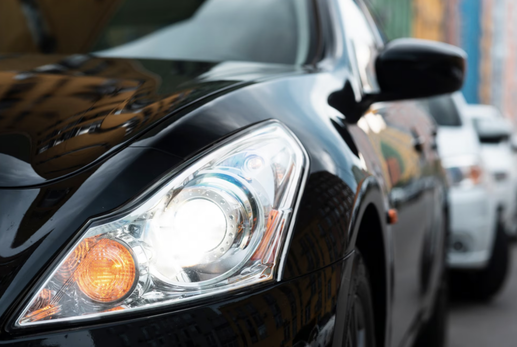 Front view of black car lights