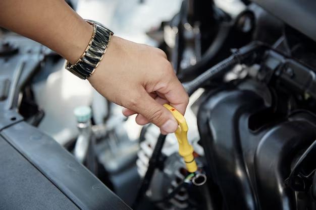 A man checks the amount of oil in a car