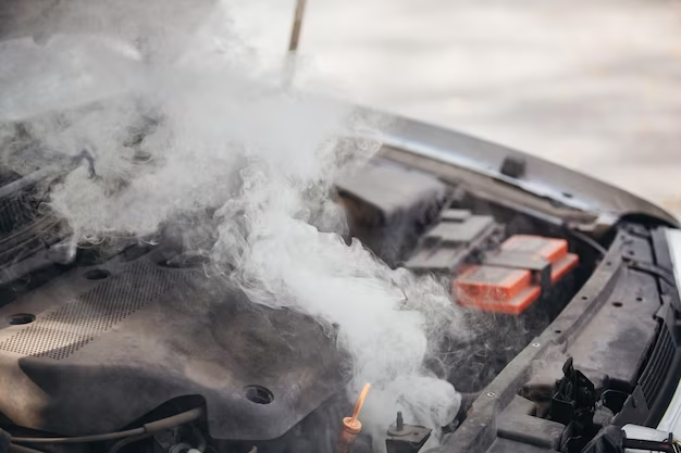 Smoking car hood