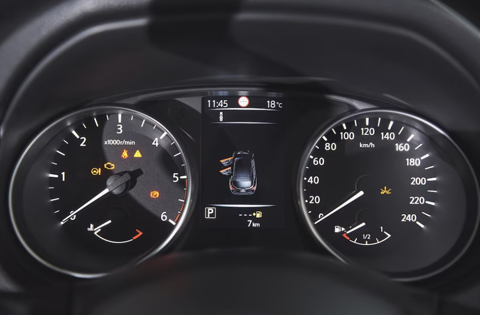 black car control panel in the car
