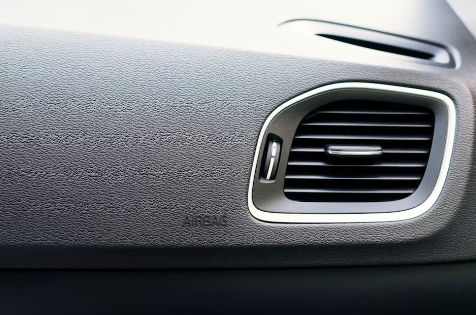 Close-up view of car conditioning - airbag word on it